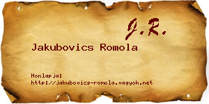 Jakubovics Romola névjegykártya